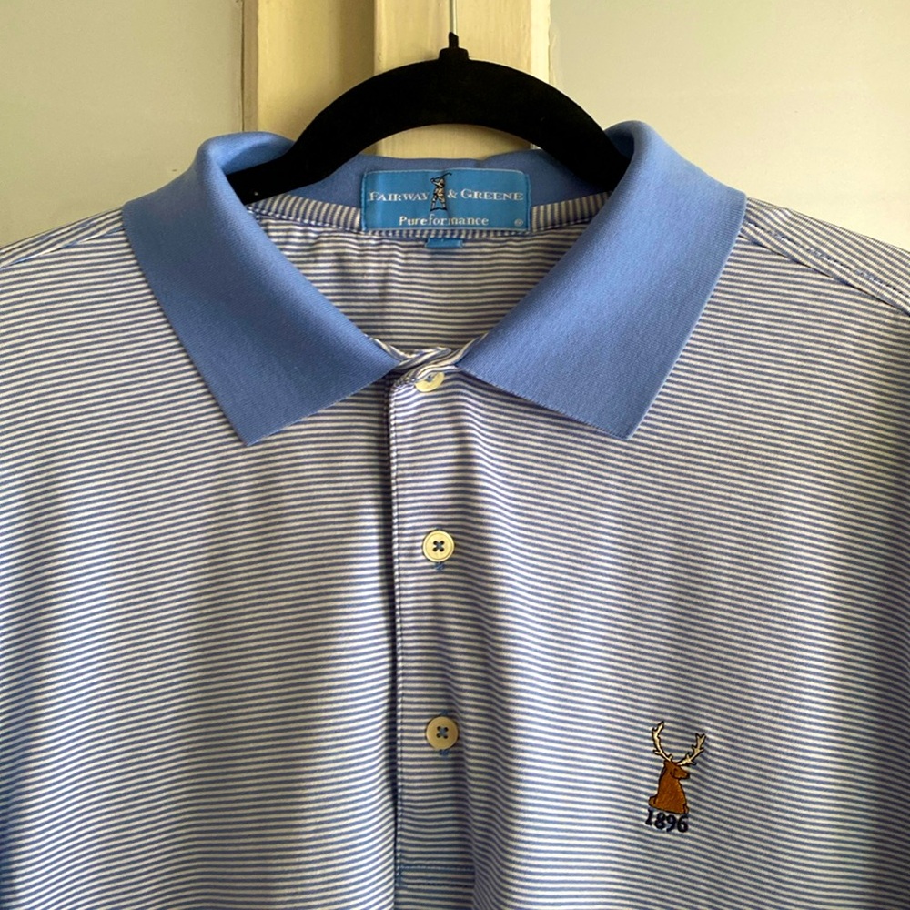 Fairway & Greene Mens Golf Polo Large Hartford Golf Club Connecticut Deer Logo